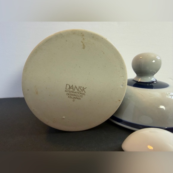 Vintage Dansk Blue Mist Jelly Jam Pot/Sugar Bowl with Lid & Spoon - Stoneware - Picture 6 of 6